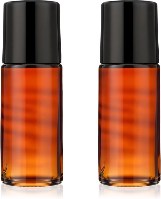 50ml Glazen Rollerflessen - 2Pcs Refillbare Containers voor Geur - Lege Fles met Rollerbal voor Essentiële Olie en Parfum