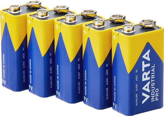 5x Alkaline 9V Blokbatterijen voor Industriële Toepassingen van Varta