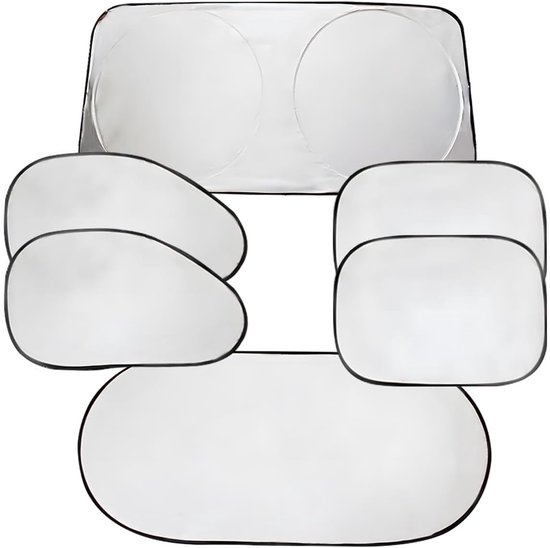 6-delige set - Zonnescherm Auto - Volledige Zonwering - Voor Zijruit voor- en Achterruit - Zonneschermen - UV-Beschermende - Warmtewerende - Reflecteert Zonlicht - Privacy Schermen voor de Zomer - Universeel - Autoaccessoires - Duurzaam - Zilver