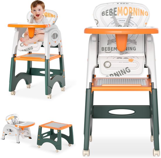 6-in-1 Kinderstoel Babystoel Verstelbare Eetstoel met Tafel en Rugleuning tot 50 kg van Merkloos