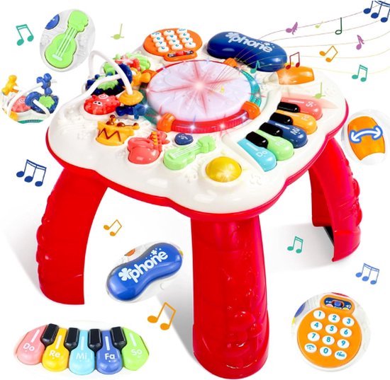 6 in 1 Speeltafel – Voor Kinderen – Activiteitentafel – Baby – Cadeau – Educatief Speelgoed – Kindvriendelijk – Leerzaam – Rood van Toi-Toys