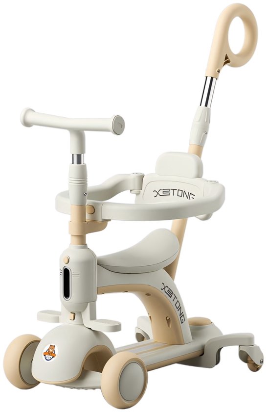 6-in-1 - Step, Loopfiets & Kinderwagen (1-6 jaar) – LED Wielen - 360° Draaibaar - Verstelbare Duwstang
