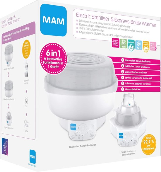 6-in-1 Sterilisator en Flessenwarmer voor Baby's - Snelle en Betrouwbare Verzorging van $