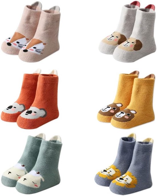6 Paar Baby Kinder Winter Sokken met Antislipzool Dikke Thermische Sokken