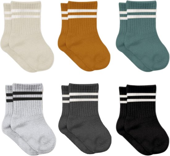 6 paar katoenen babysokken met anti-slip voor 0-6 maanden tot 3 jaar