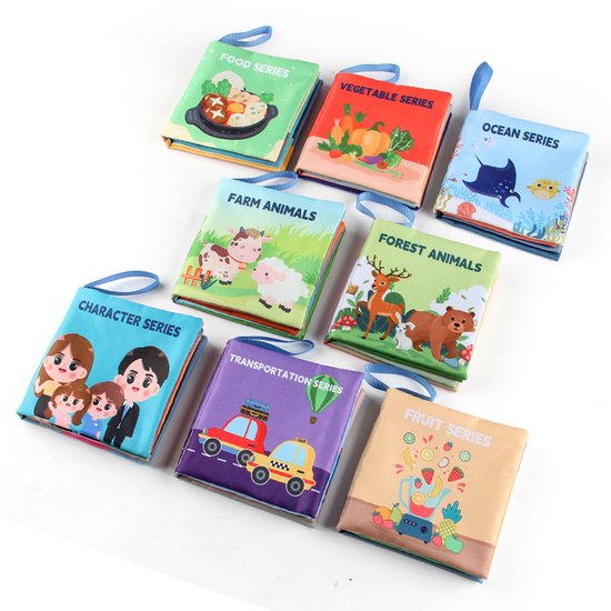 6-pack babyboeken 0-6 maanden, 4 baby-knisperboeken, tactiele sensorische boeken voor baby's, babyspeelgoed 0-6 maanden, zacht stoffen speelgoed, badcadeaus, baby-knisperboeken - 6-pack van Merkloos