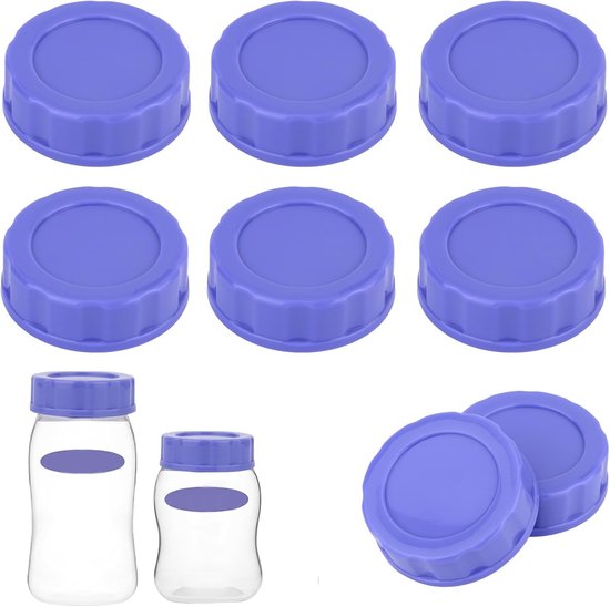6 Pcs Baby Bottle Caps - Vervangende Deksel - Geschikt voor Pigeon & Lansinoh Flessen - Voor Reizen en Opslag (Paars)