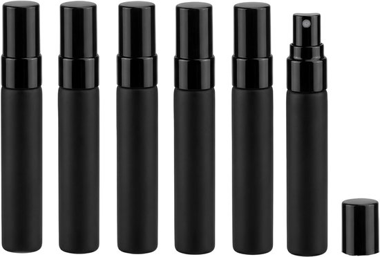 6 Stks 10ml 8,5 ml Zwarte Glazen Spray Flessen Hervulbare Parfum Container Flesjes Reizen Fijne Mist Spray Fles voor Geur Cosmetische Make-up Gebruik