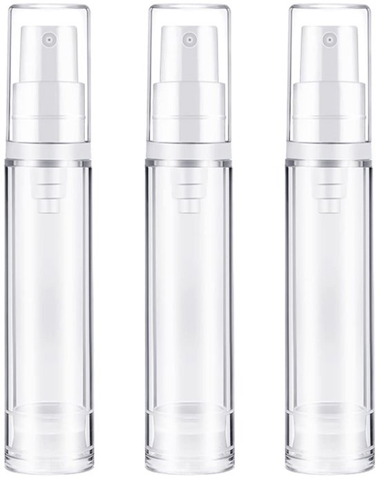6 stuks lege vacuümpompflessen, hervulbare, doorzichtige reislotionpompcontainers, vacuümcosmeticacontainers, vacuümperspompflessen voor doe-het-zelf foundation, gel, serum, moisturizer (10 ml)