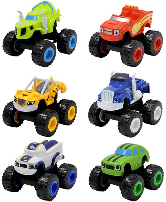 6 stuks monster machine speelgoedautos - Mini machine speelgoed truckset - Machine speelgoed step - Geen batterijen nodig - Geschikt voor kinderen van 3-6 jaar