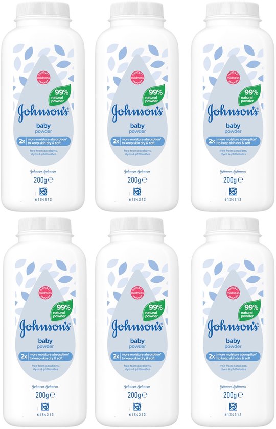 6 x Johnsons Babypoeder 200GM van Merkloos