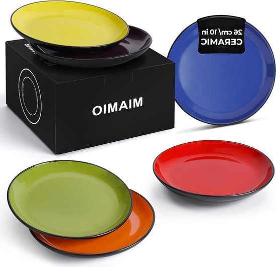 6 x Plaat/Dinner Plate Set Aardewerk Keramisch Servies Set - Le Papillon Collection (Kleurrijk 26 cm) - Populaire zoekwoorden: servies set, aardewerk borden set van Vanroose