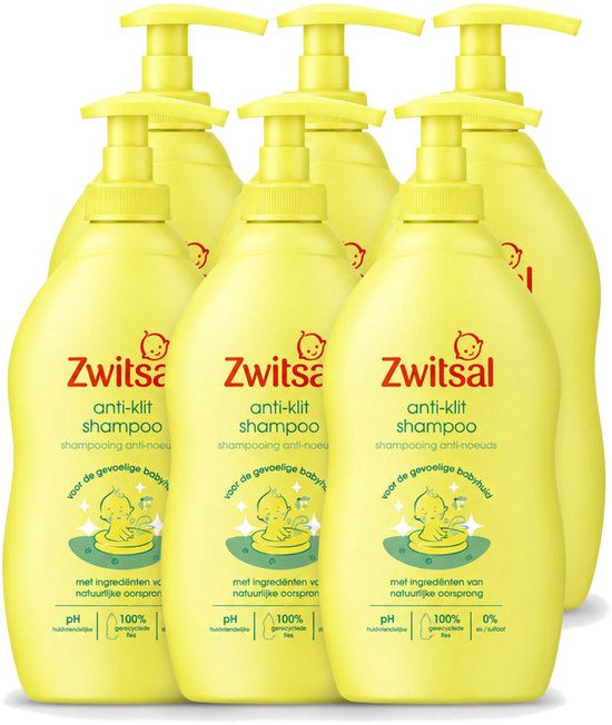 6 x Zwitsal - Anti-Klit Shampoo - Voor Makkelijk Doorkambaar Haar - 400 ml - Voordeelverpakking - 6 stuks