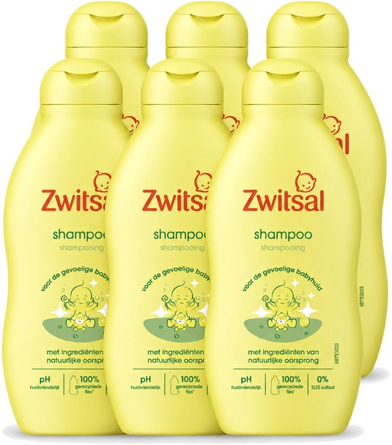 6 x Zwitsal - Baby Shampoo - Natuurlijk Zonder SLES - 200 ml - Voordeelverpakking - 6 stuks