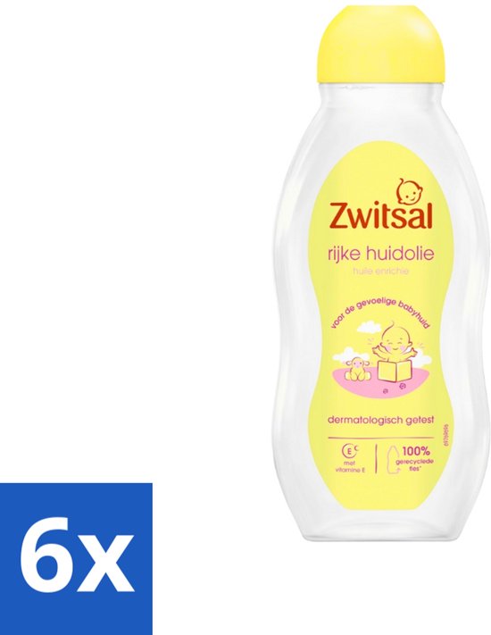 6 x Zwitsal - Babyverzorging - Rijke Huidolie Avocado - Voor de Gevoelige Babyhuid - 200 ml - Babyhuidverzorging - Avocado Olie - Babyolie - Gevoelige Babyhuid - Babymassage