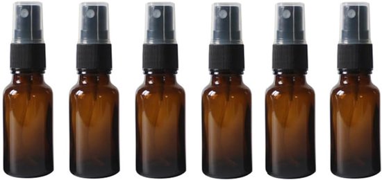 6PCS 15ml/0.5oz Lege Amber Glazen Sprayflessen - Navulbare Kleine Fijne Mist Sprayflessen - Mini Reisformaat Container Opslag voor Essentiële Olie Aromatherapie Parfum Cosmetica Makeup