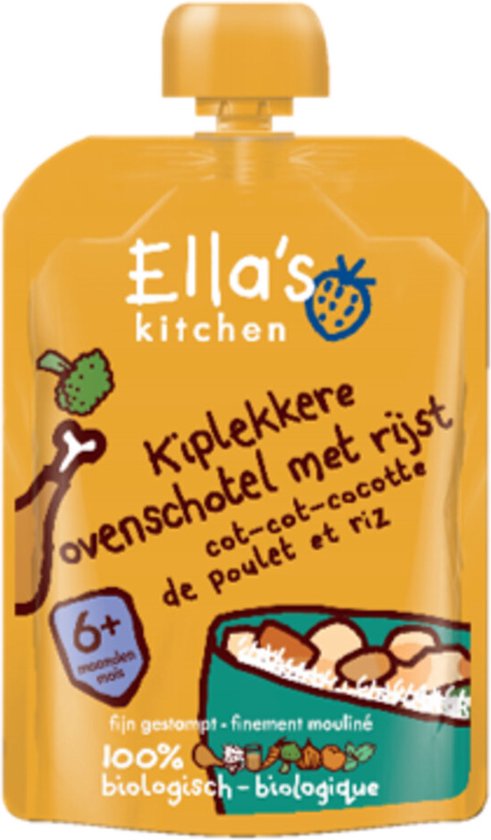 6x Ella's Kitchen Kiplekkere Ovenschotel met Rijst 6+ m 130 gr van Ella's Kitchen
