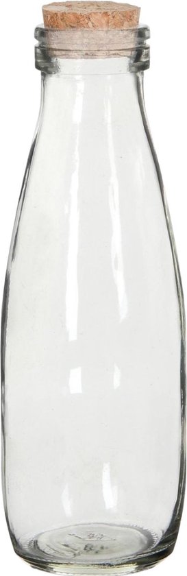 6x Melkfles Glas - Glazen Fles met Kurk - Ø7 x H21 cm - 500ml van Merkloos