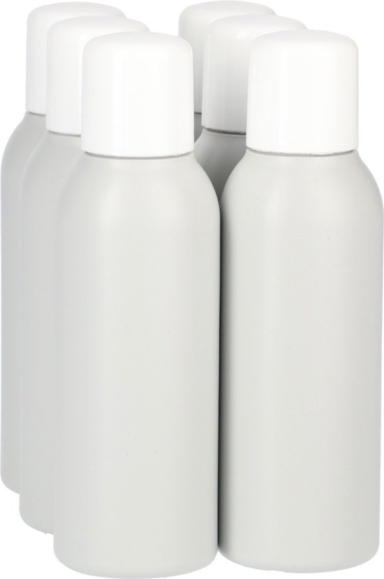 6x Plastic Fles 100 ml Schroefdop - Basic Round - Gerecycled HDPE Kunststof BPA-vrij - Wit - Rond - Set van 6 stuks van Flaconique