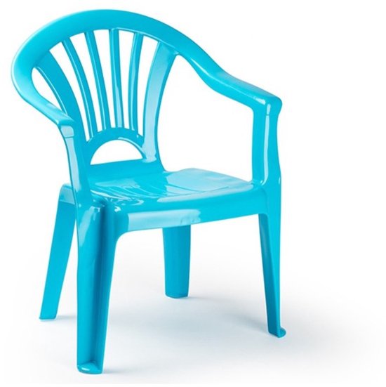 6x stuks kinder stoelen 50 cm - Lichtblauw - Tuinmeubelen - Kunststof binnen/buitenstoelen voor kinderen van Merkloos