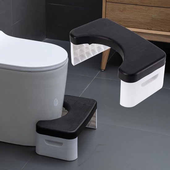 7 inch toiletkruk voor volwassenen en kinderen Afneembare en stapelbare badkamerpotjestoel voor een gezondere toilethouding (zwart) van Gvolatee