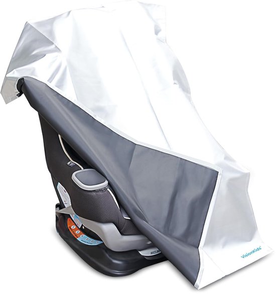 74×95cm - Zonnescherm voor kinderautostoel - Stofhoes voor kinderautostoel - Blokkeert UV-straling en beschermt tegen de zon - Houdt de peuterstoel koel - Stof- en vuilafstotend - Reisaccessoire - Zilver