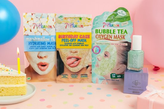 7th Heaven Verjaardag Cadeauset met 3 Maskers - Lipbalsem en Essie Nagellak – Luxe Verzorgingsset | Wellness Giftbox | Verwen Cadeaupakket voor Iedereen van 7th Heaven