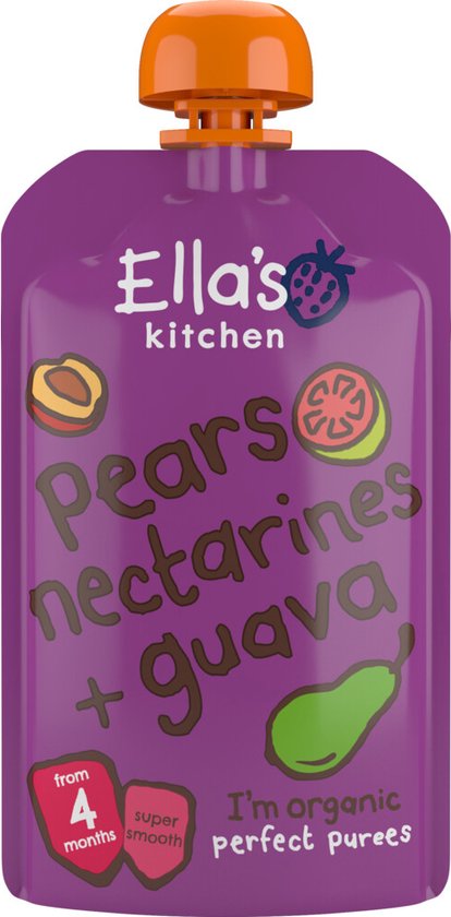 7x Ella's Kitchen Knijpzakje 4+ m Peer Nectarine Guava 120 gr van Ella's Kitchen