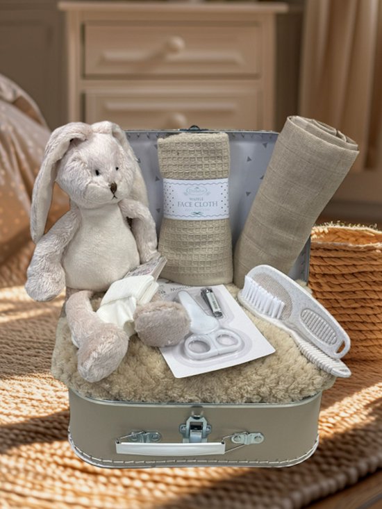 8-dlg Kraamcadeau Coffee Kraamkado unisex jongen meisje - unisex - baby geschenkset - kraamcadeau neutraal - baby memorie box 30 cm - babyshower cadeau - gender neutraal babycadeau - 8 in 1 kado van Little Dutch