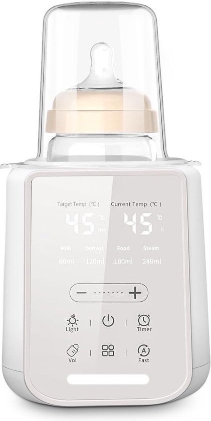 8-in-1 fleswarmer – multifunctionele fleswarmer met nachtlamp en timer, ideaal voor reizen, bewaart de voedingsstoffen van moedermelk, geschikt voor alle flesjes