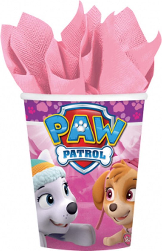 8 roze Paw Patrol bekers van Paw Patrol