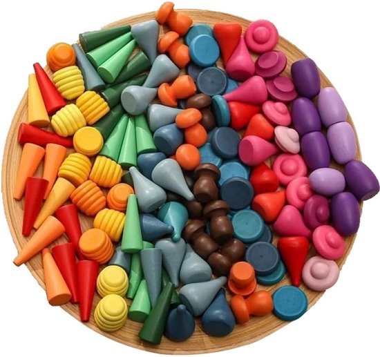 81 Stuks Losse Onderdelen Speelmaterialen Houten Regenboog Stapelspeelgoed, Voorschoolse Leerzame Educatieve Vorm Sorteer Sensorische Speel Montessori Speelgoed