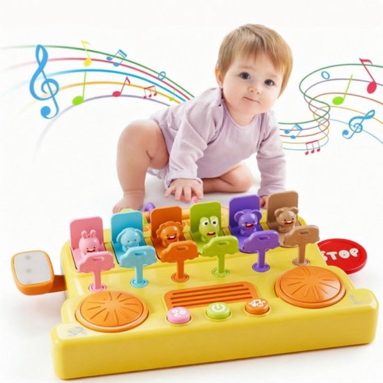 8‑in‑1 Montessori Drukbus Speelgoed, Educatief Activiteitenbord voor Peuters, Pop‑Up Dieren, Vorm‑ en Kleurherkenning, Muziek en Licht, Fijnmotoriek Leerspeelgoed voor Baby’s vanaf 18 maanden, Verjaardagscadeau voor Jongens en Meisjes van Flintry
