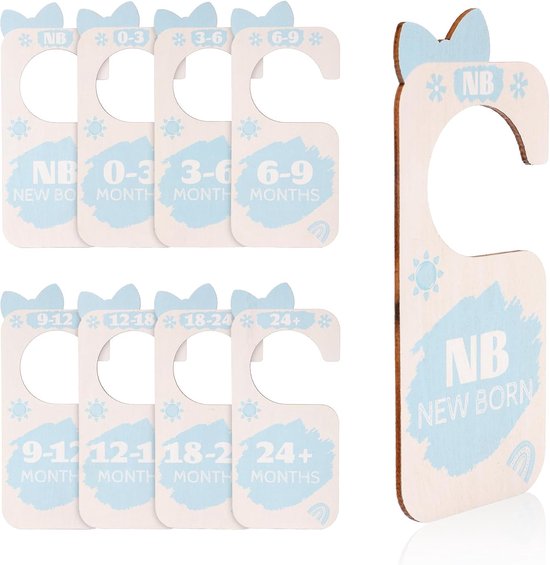8st Babykastverdelers, Houten Kledingmaatclassificatiehanger Dubbelzijdige Kinderkamerleeftijdshangerverdeler Van Pasgeboren Tot 24 Maanden voor Nieuwe Moeders Vaders en Ouders (Strik) van Ciberrulay