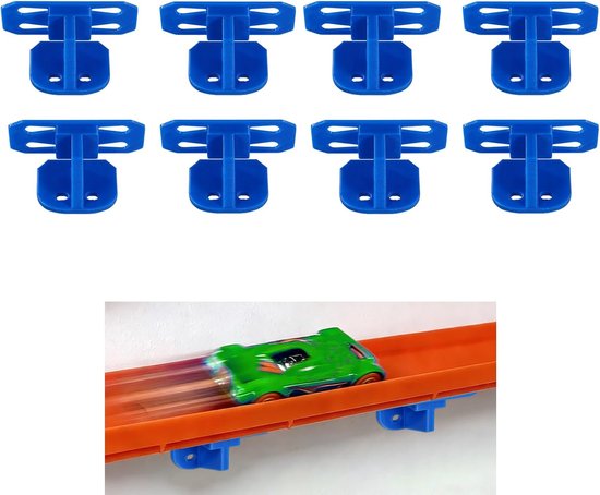 8st Wandbeugels voor Hot Wheels en 1/64 Schaalmodellen, Kunststof Wandbeugels Compatibel met Hot Wheels-Baansystemen (Blauw)