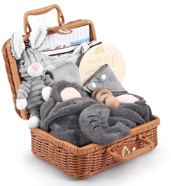 9-delig babycadeau | Babygeschenken voor pasgeborenen met geschenkmand