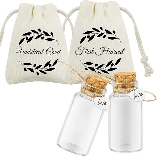 Aandenken flesjes voor navelstreng en eerste haarlok baby van Merkloos