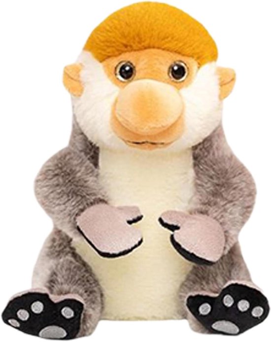 Aap knuffel - Pluche pop - Slaaphulp kind - Lange neus - 22x20cm - Bruin