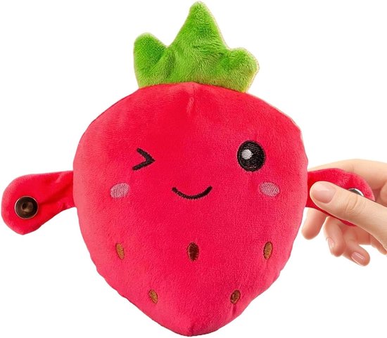 Aardbei Pluche Dier - Knuffelpop Muziek - Sensorisch Leren - Interactieve Melodieën - 23 x 21 x 11 cm - Rood
