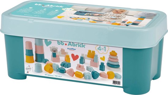 Abrick Babyspeelgoed 4in1 Speelset in Opbergbox, 41dlg. van AB