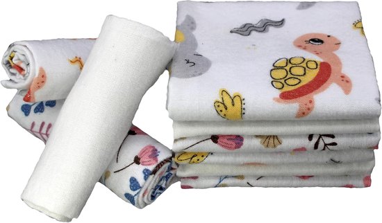 Absorberende babydoeken set van 9, flanel, 38 x 38 cm, Oeko-Tex gecertificeerd