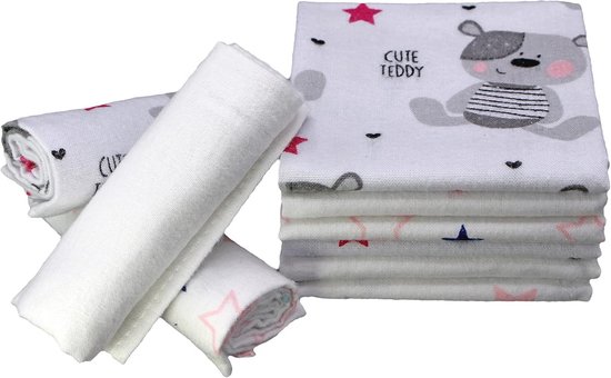 Absorberende Spuugdoeken voor Kinderen - Set van 9 - Flanel Sterren - 38 x 38 cm - Oeko-Tex Babydoeken van Merkloos
