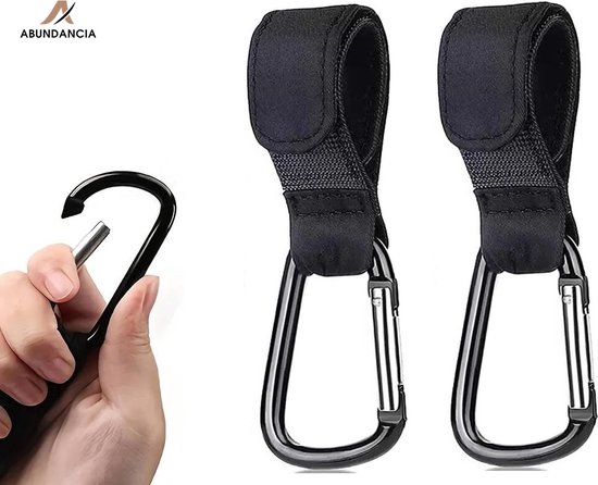 Abundancia® - 2 Stuks Kinderwagen tassen haak - Tassen haak - Rollator - Rolstoel Karabijnhaak - Luiertas - Boodschappen haak van Abundancia®