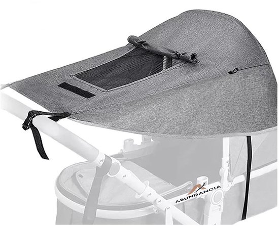 Abundancia® - Kinderwagen Zonnescherm - Wandelwagen/ Buggy accessoire - Zonnedoek - Spatwaterdicht - Ademend - UV-doek - Inclusief opbergtasje - Universeel - Grijs van Abundancia®