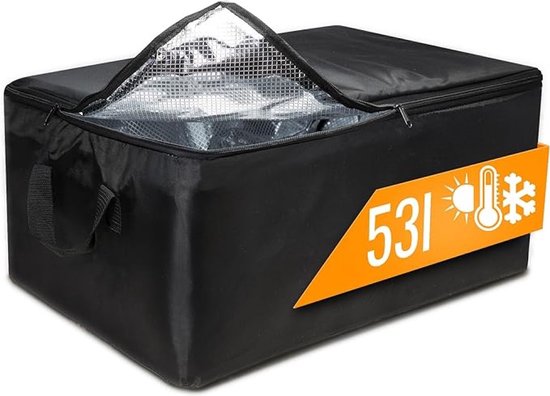 achilles Grote koeltas, koeltas, thermotas voor opvouwbare box, koelbox, isolatiekist, boodschappentas, isolatie voor warmte en kou, voedseltransport, zwart, 60 cm x 40 cm x 25 cm van Achilles®