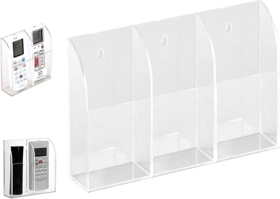 Acryl wandhouder organizer opbergbox standaard voor afstandsbediening airconditioning - verwarming TV box stereo in hotelkamer (3 roosters) van Aifuda
