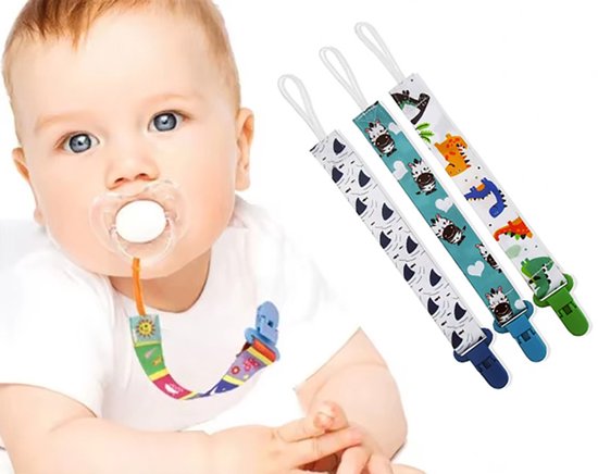 Actie4you® - Set 3 stuks speenkoord - Speenketting - Dino – Fopspeenkoord