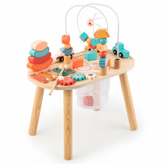 Activiteiten Tafel – Montessori Speelgoed – Speeltafel – Educatief Speelgoed – Alles-in-Één Houten Activiteitentafel – Pastel Kleuren – Speelgoed 1 Jaar – Speelgoed 2 Jaar – Speelgoed 3 Jaar**