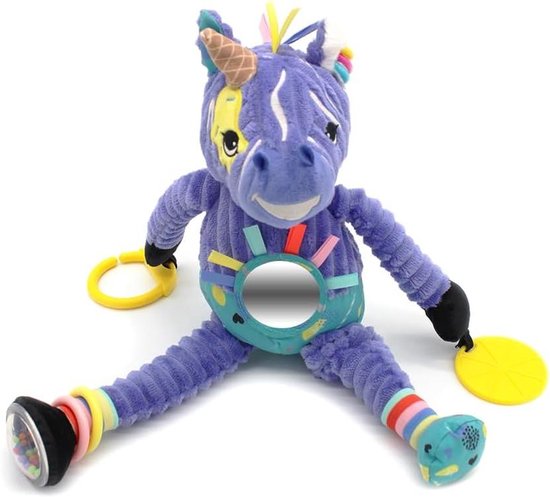 Activiteitenknuffel Zebra - Kruipspeelgoed Baby - Baby Stimuleren - Veelzijdige Activiteiten - 36 cm - Paars