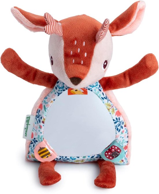Activiteitenpluche Dier - Babyspeelgoed Dier - Baby Stimuleren - Met Grote Spiegel - 15 x 20 x 26 cm - Meerkleurig van Merkloos